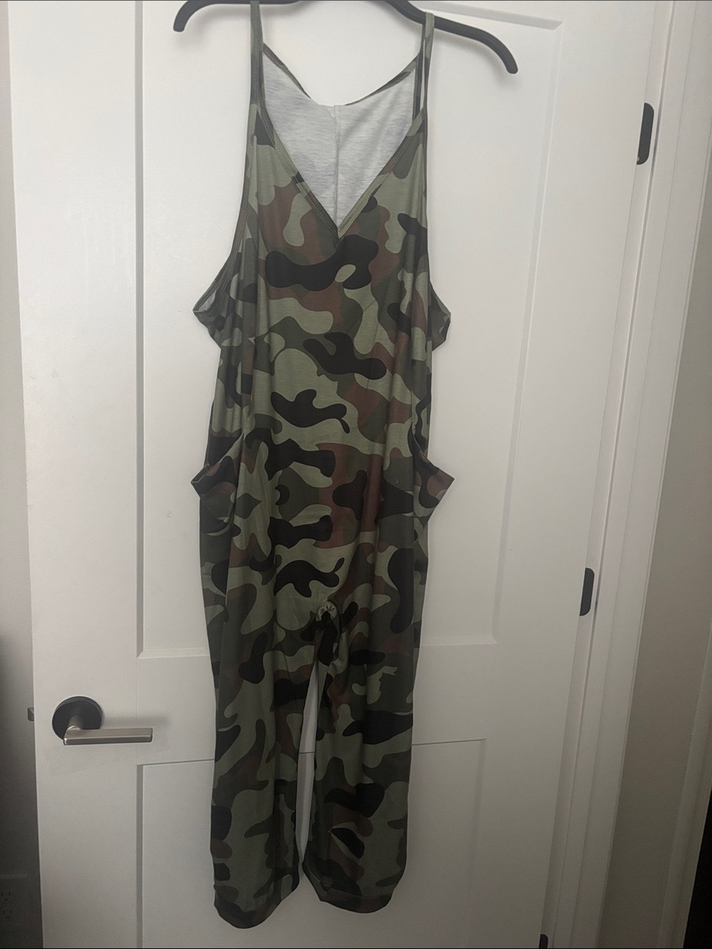 Camo V-Neck Sleeveless Jumpsuit